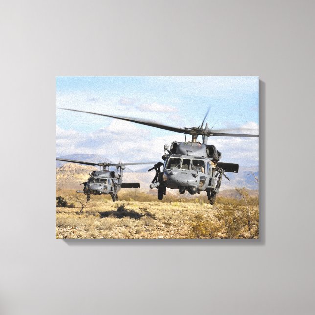 Toile Deux hélicoptères HH-60 Pavehawk se préparent à at (Recto)