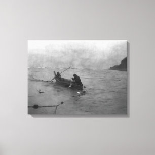 Toile Deux Indiens pêchant sur le lac Quinault sur le