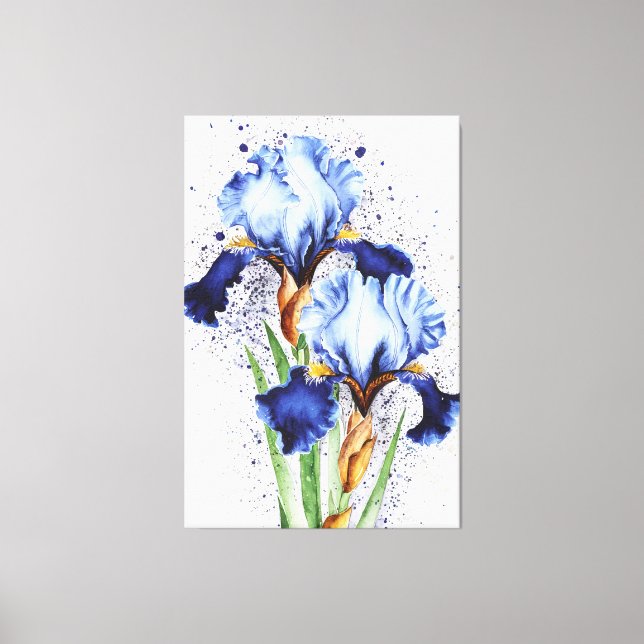 Toile *~* Deux Iris Fleur Iris Artistique Peinture AP84 (Recto)