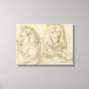 Toile Deux Lions Assis (Animaux Sauvages) (Albrecht Dure