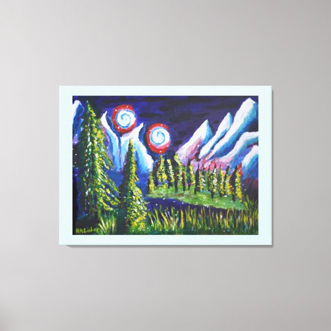 Toile deux lunes montagnes art (Recto)