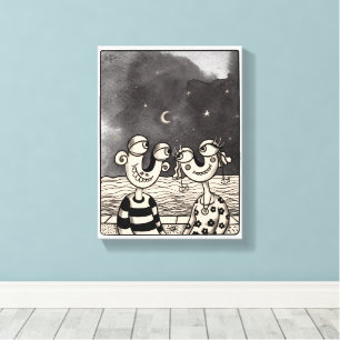 Toile Deux peintures à encre amoureuse