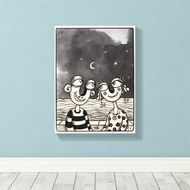 Toile Deux peintures à encre amoureuse (Insitu (Plancher de Bois))