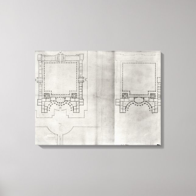 Toile Deux plans pour le premier projet du Louvre (Recto)