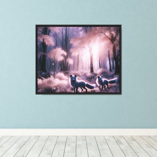 Toile Deux renards argentés (Insitu (Plancher de Bois))