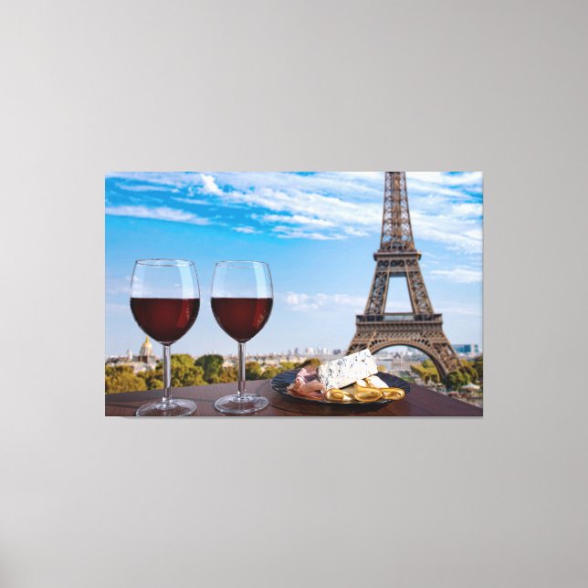 Toile Deux verres de vin en café à Paris (Recto)