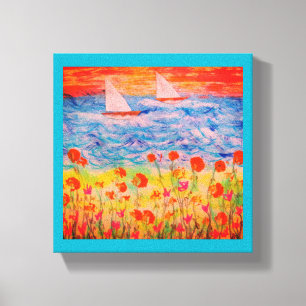 Toile Deux voiliers Red Sky