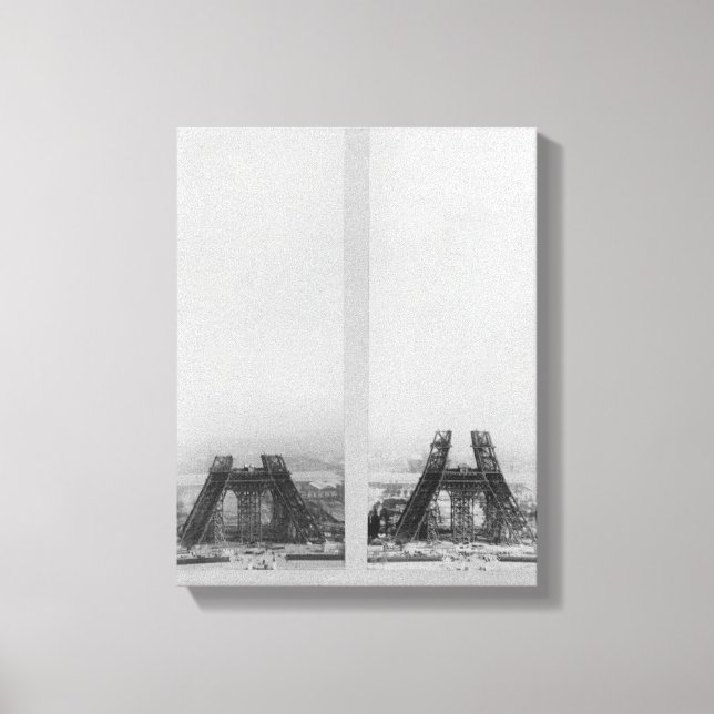 Toile Deux vues sur la construction de l'Eiffel (Recto)