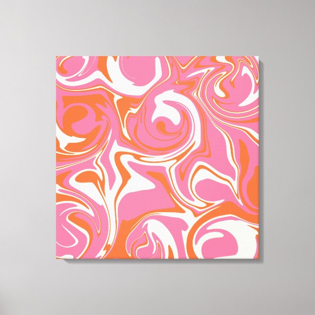 Toile Déversement - rose, orange et crème (Recto)