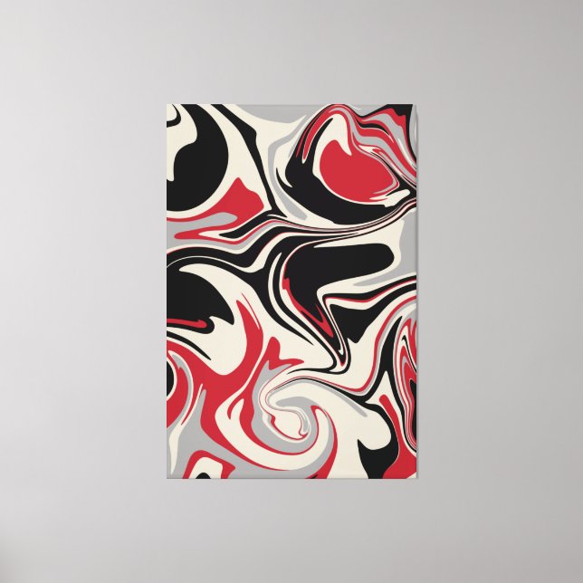 Toile Déversement - Rouge, gris, noir et blanc os (Recto)