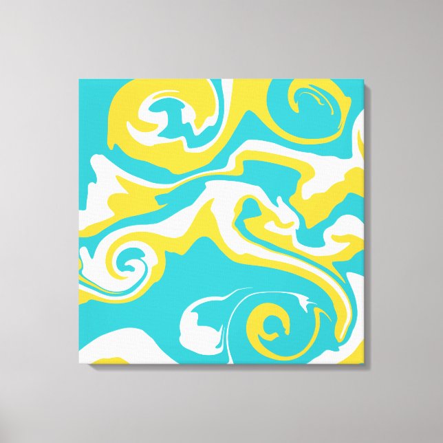 Toile Déversement - Turquoise et Jaune (Recto)
