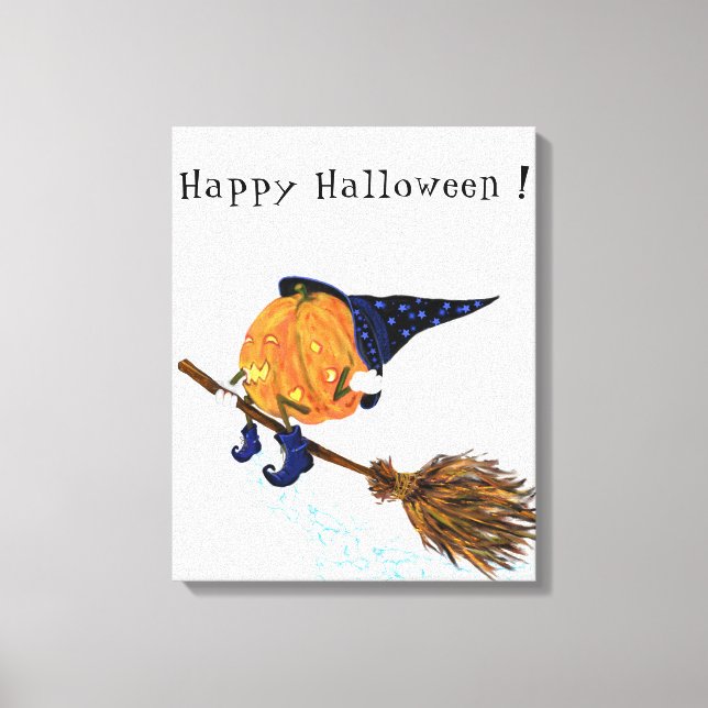 Toile d'Halloween Imprimer Sorcière Citrouille Vol (Recto)