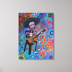 Toile Dia de los Muertos Gitarero