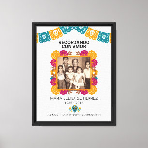 Toile Dia de los Muertos Photo Mémorial Papel Picado