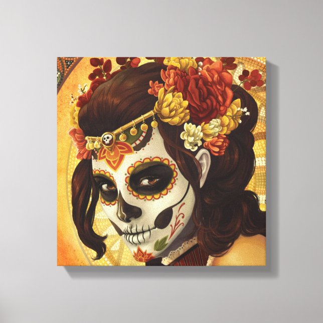 Toile Dia De Los Muertos Throw Pillow (Recto)