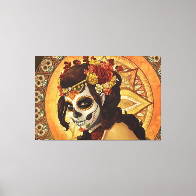 Toile Dia De Los Muertos Throw Pillow (Recto)