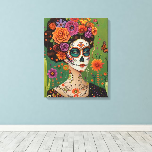 Toile Dia de muertos, esthétique mexicaine (Insitu (Plancher de Bois))