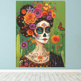 Toile Dia de muertos, esthétique mexicaine