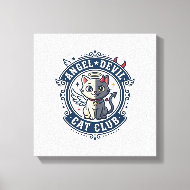 Toile Diable Ange Chat Idée Cadeau pour Maman Chat - Ang (Recto)