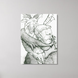 Toile Diable jouant la tête de l'homme comme saxophone,