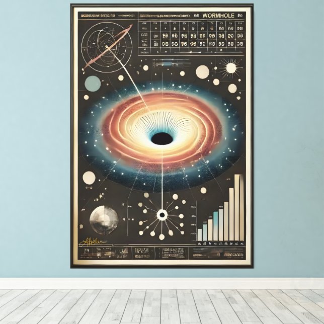 Toile Diagramme de trou de ver de l'ère spatiale (Insitu (Plancher de Bois))