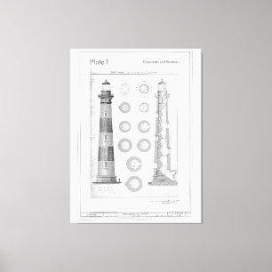 Toile Diagramme vintage de phare d'île de Bodie