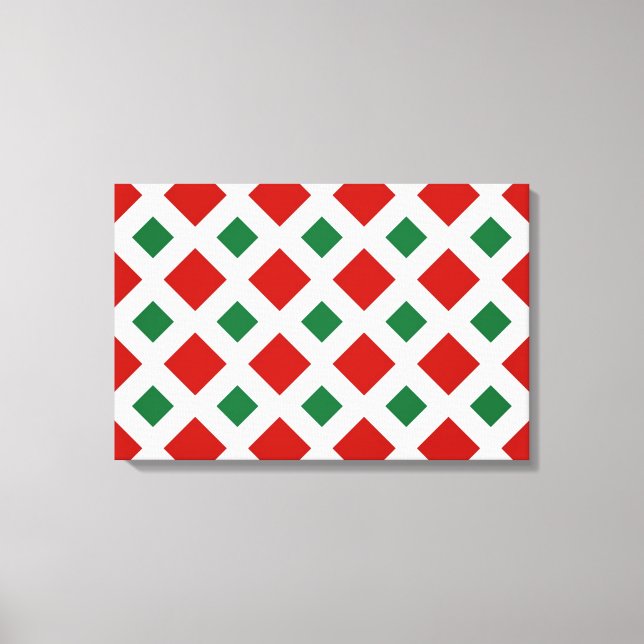 Toile Diamants rouges et verts sur blanc (Recto)
