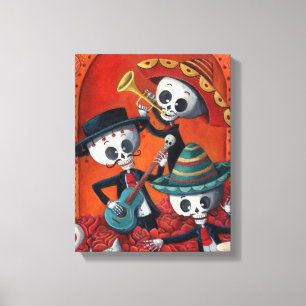Toile Diaz de Los Muertos Skeleton Mariachi Trio