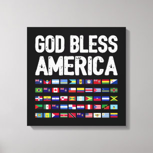 Toile Dieu Bénisse l'Amérique Fierté Latino Tous les Pay