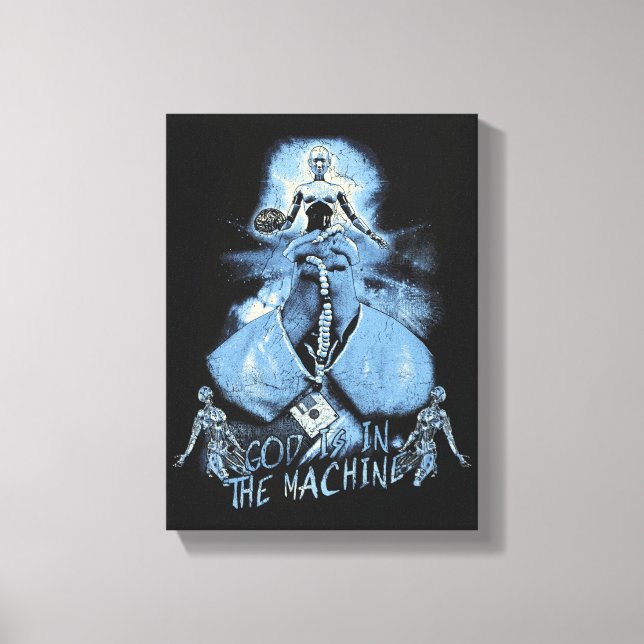 Toile Dieu est dans la machine - Techno-Dystopian Design (Recto)