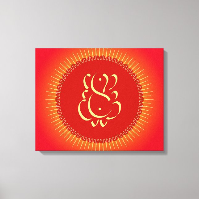 Toile Dieu Ganesha avec rayons du soleil (Recto)