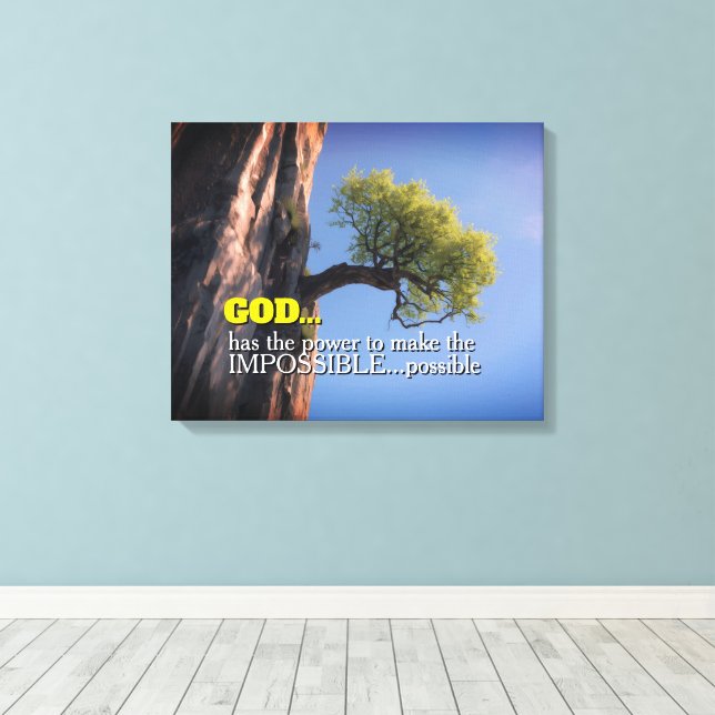 Toile Dieu peut rendre l'impossible possible -Arbre de f (Insitu (Plancher de Bois))