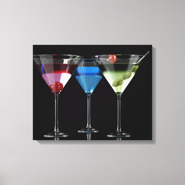 Toile Différents cocktails dans des lunettes à martini n (Recto)