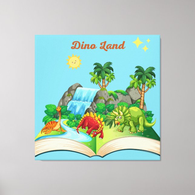 Toile Dino Land reading est un livre popup amusant (Recto)