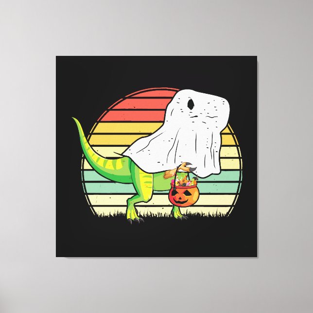 Toile Dinosaure Fantôme Drôle Halloween (Recto)