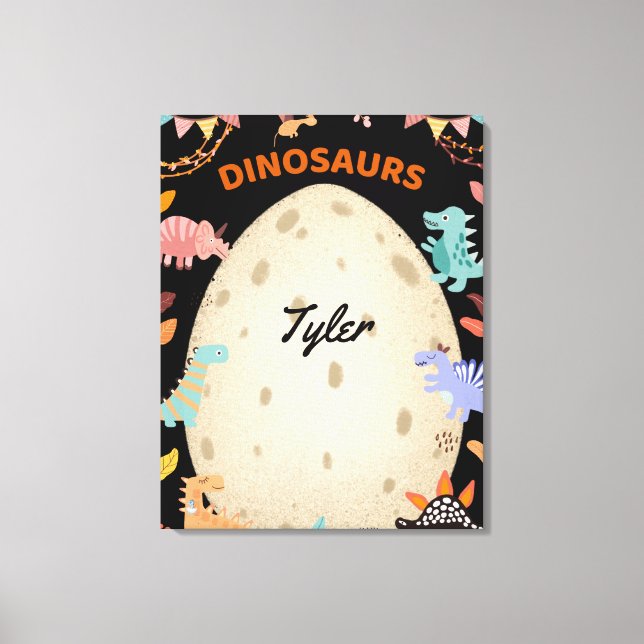 Toile Dinosaures d'aquarelle adorable avec gros Oeuf Din (Recto)