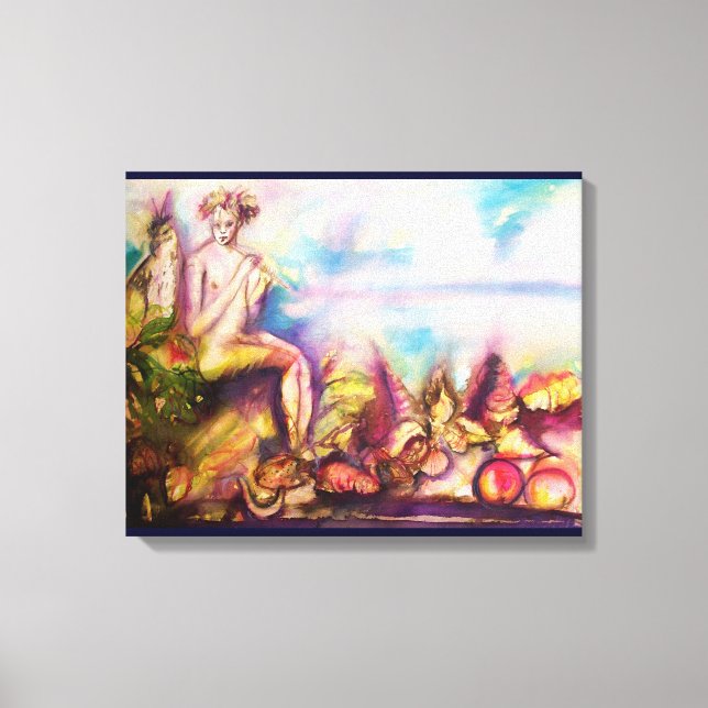 Toile DIONYSUS, jouant de la flûte avec des coquillages  (Recto)