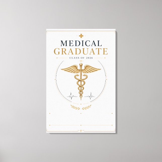 Toile Diplômé Médical Élégant Caducée 2026 (Recto)