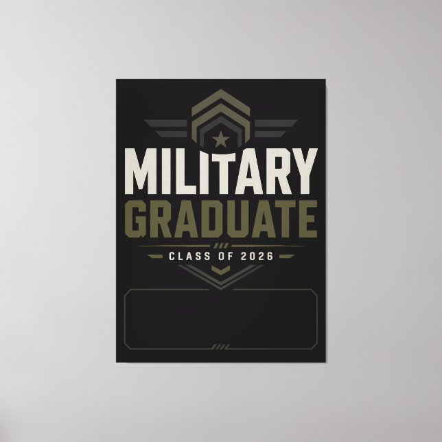 Toile Diplômé Militaire 2026 Conception de nom personnal (Recto)