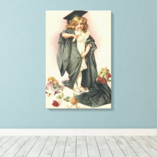 Toile Diplômée Vintage, Fille portant une toque et une t