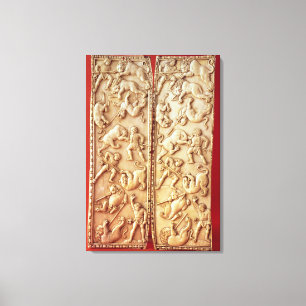 Toile Diptyque avec une scène de chasse de lion