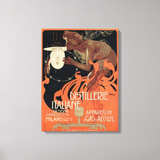 Toile Distillerie italienne Liqueur Art Nouveau Vintage