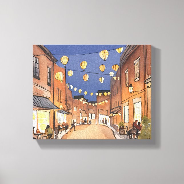 Toile District italien du nord-est | Aquarelle Boston MA (Recto)