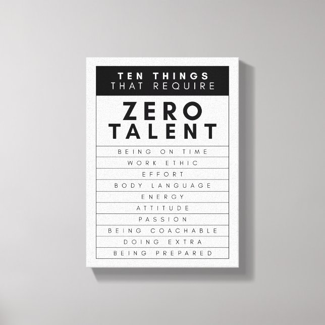 Toile Dix Choses Qui Nécessitent Zéro Talent (Recto)