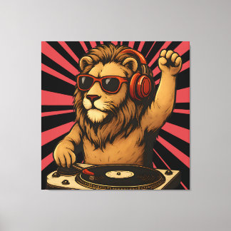 Toile DJ Lion – Musique d'art de style rétro cool