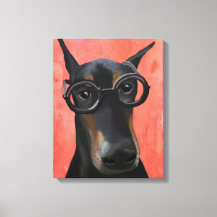 Toile Doberman avec lunettes