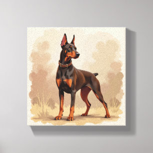 Toile Dobermann Pinscher marron rouille rouge Chien