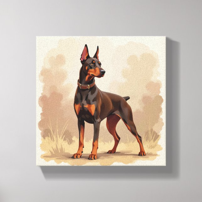 Toile Dobermann Pinscher marron rouille rouge Chien (Recto)
