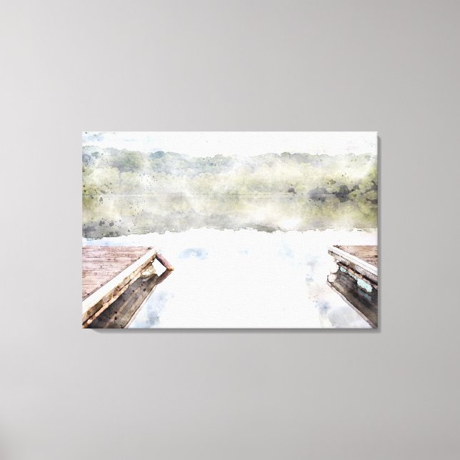 Toile Docks en bois sur la baie Faux Aquarelle (Recto)