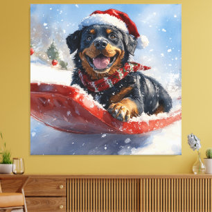 Toile Dog Rottweiler dans la corniche laissez-vous neige